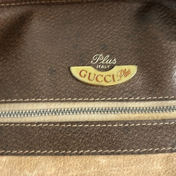 GUCCI GG Plus Canvas Web Sherry Line  Bag PVC Beige Green Red Authentic - Picture 14 of 15